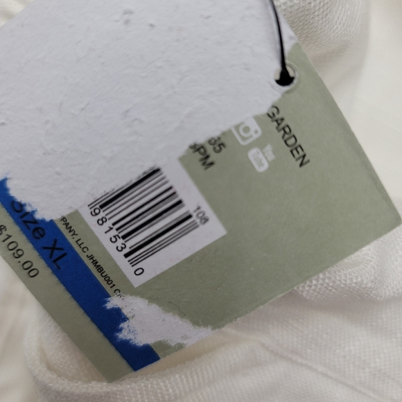 John Mark Linen Blend Wide Leg Dot Trim Pull-On Cropped Pants - Picture 6 of 6